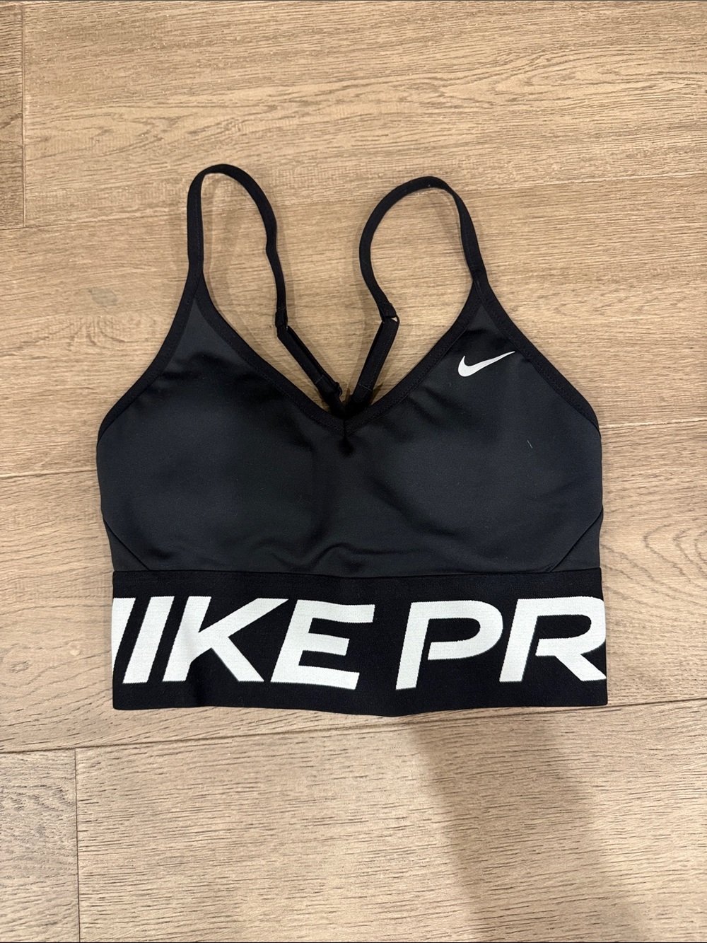 Nike Black Sports Bra with White Logo Elastic Band